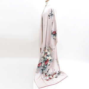 Kimono Pale Pink Hand painted Chrysanthemum Tall Silk #9928B4