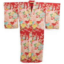 Load image into Gallery viewer, Juban Vintage(1920-1950) Red Peacock feather Silk #10369F4
