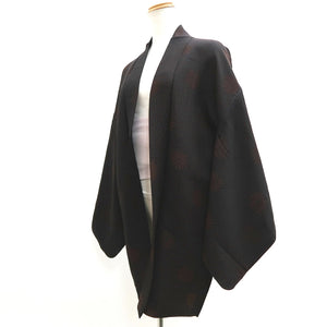 Haori Jacket Vintage(1950-1980) Black Chrysanthemum Silk #10115D2