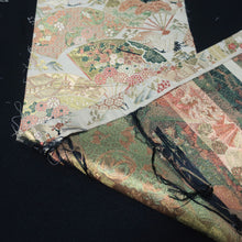 Load image into Gallery viewer, BB10049AD Silk Obi Fabric Crane Birds White Red 72.0x10.6in(183x27cm)
