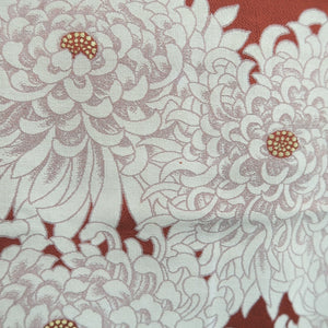 Kimono Vintage(1950-1980) Vermillion Chrysanthemum Silk #10268E4