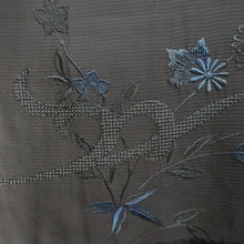 Load image into Gallery viewer, Haori Jacket Vintage(1950-1980) Black Blue Sheer Embroidery Silk #10917E5
