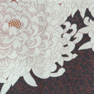 Kimono Vintage(1950-1980) Vermillion Chrysanthemum Silk #10268E4