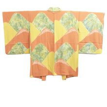 Load image into Gallery viewer, Haori Jacket Salmon Pale Yellow Pale Green Shibori Mountain Silk #10857E3
