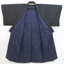 Load image into Gallery viewer, Men&#39;s Kimono Vintage(1950-1980) Black Montsuki Habutae Silk #9976C2
