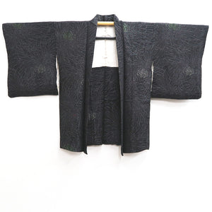 Haori Jacket Vintage(1950-1980) Black Silver Rangiku Silk #10190D5