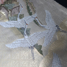 Load image into Gallery viewer, BB10019AB Silk Obi Fabric Crane Birds Gold 58.7x11.0in(149x28cm)
