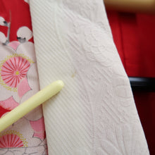 Load image into Gallery viewer, Juban Vintage(1950-1980) Red Pink Crane Birds Plum blossom Silk #10507B1
