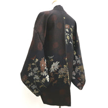 Load image into Gallery viewer, Haori Jacket Vintage(1950-1980) Black Chrysanthemum Silk #10115D2
