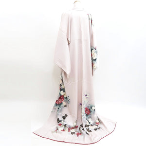 Kimono Pale Pink Hand painted Chrysanthemum Tall Silk #9928B4