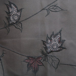Haori Jacket Vintage(1950-1980) Black Red See-Through Flower Embroidery Silk #10220E2