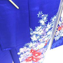 Load image into Gallery viewer, Furisode Blue Flower Silk #10546B3
