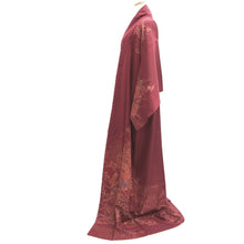 Load image into Gallery viewer, Kimono Wine red Ryusui Flower Silk #10536B3
