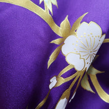 Load image into Gallery viewer, Furisode Purple Gold Black Peony Butterfly Sakura Silk #9699J4
