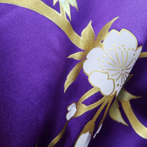 Furisode Purple Gold Black Peony Butterfly Sakura Silk #9699J4