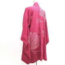 Load image into Gallery viewer, Haori Jacket Vintage(1920-1950) Reddish Pink Shibori Folding Fan Long Silk #9961C1
