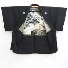 Load image into Gallery viewer, Men&#39;s Haori Vintage(1950-1980) Black Mt. Fuji Dragon Tiger Silk #10286E4
