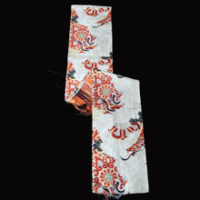 Load image into Gallery viewer, BB10110AG Silk Obi Fabric Vintage(Pre-1920) Crane Birds White 76.8x11.0in(195x28cm)
