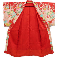 Load image into Gallery viewer, Juban Vintage(1920-1950) Red Peacock feather Silk #10369F4
