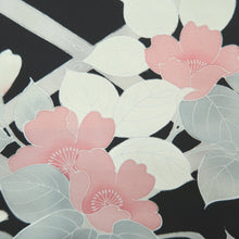 Load image into Gallery viewer, Haori Jacket Black Floral pattern Silk #11077A4
