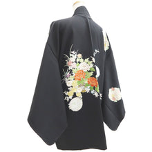 Load image into Gallery viewer, Haori Jacket Black Flower Silk #10817E1

