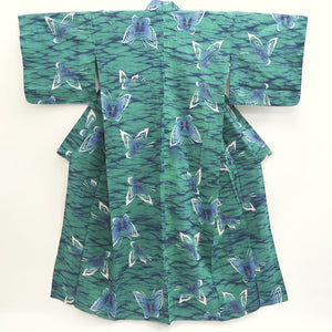 Yukata Green Butterfly Cotton #9914B4