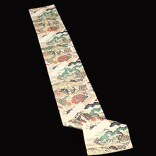 Load image into Gallery viewer, BB10050AD Silk Obi Fabric Crane Birds Green Red 72.0x10.2in(183x26cm)
