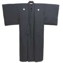 Load image into Gallery viewer, Men&#39;s Kimono Vintage(1950-1980) Black Montsuki Silk #10468A5
