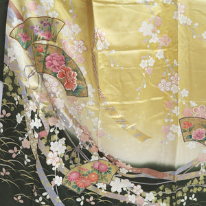 Furisode Light Yellow brown Plum blossom Branch Silk #9680J3