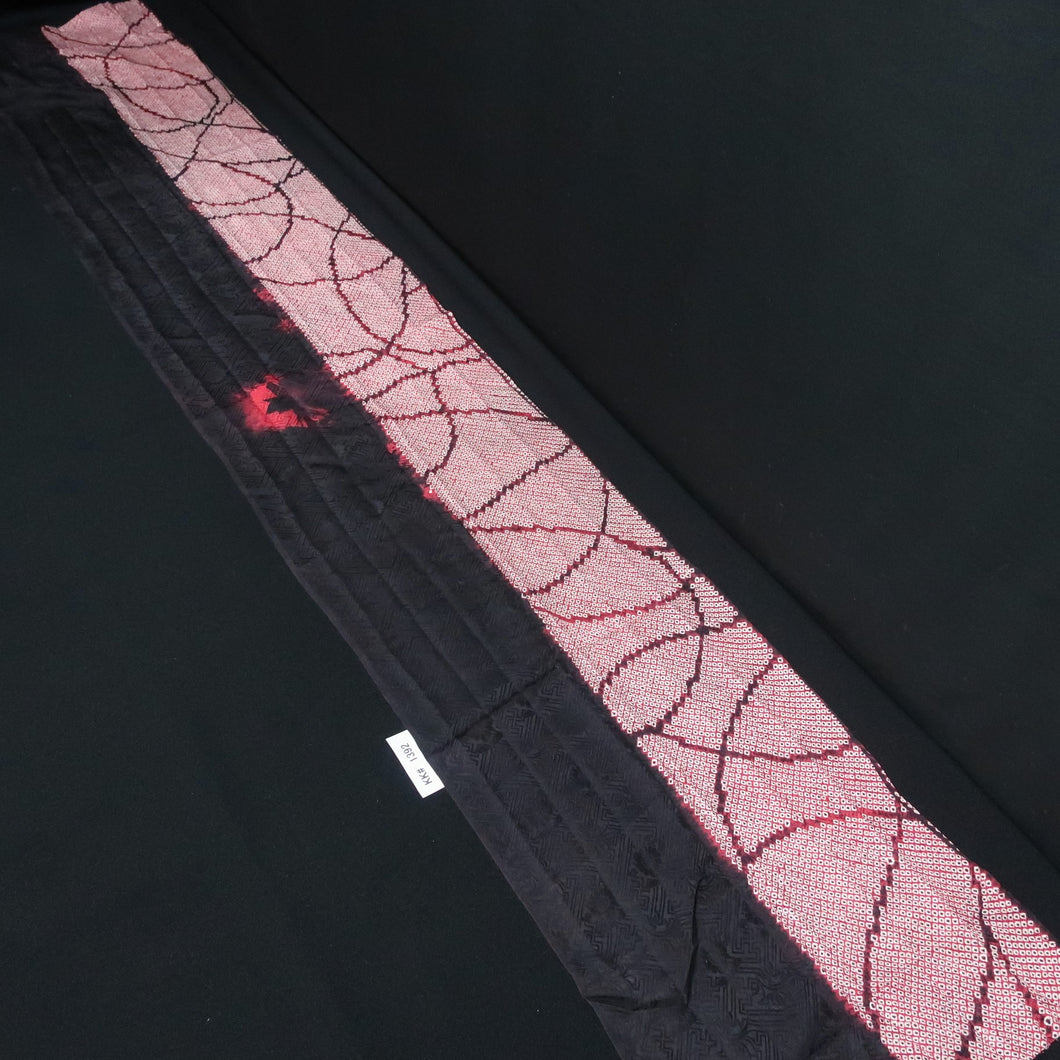 KK1392B7 Silk Kimono Fabric Vintage(1950-1980) Shibori Black 79.1x12.6in(201x32cm)
