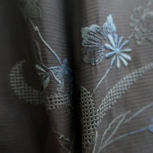 Load image into Gallery viewer, Haori Jacket Vintage(1950-1980) Black Blue Sheer Embroidery Silk #10917E5
