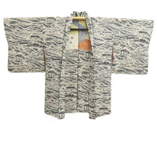 Load image into Gallery viewer, Haori Jacket Vintage(1950-1980) Off white Gray Wave Silk #10947F2
