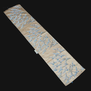 BB10009AB Silk Obi Fabric Crane Birds Gold 53.9x10.2in(137x26cm)