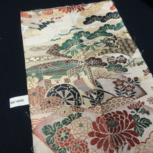 Load image into Gallery viewer, BB10050AD Silk Obi Fabric Crane Birds Green Red 72.0x10.2in(183x26cm)
