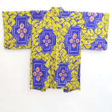 Load image into Gallery viewer, Haori Jacket Vintage(1920-1950) Blue Yellow Shibori Floral pattern Silk #11005F5
