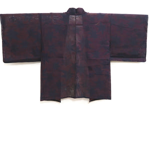 Haori Jacket Vintage(1950-1980) Black Red See-Through Maple Leaf Silk #10040C5