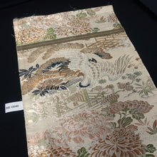 Load image into Gallery viewer, BB10040AC Silk Obi Fabric Vintage(1920-1950) Crane Birds Brown 72.8x11.4in(185x29cm)
