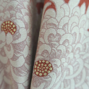 Kimono Vintage(1950-1980) Vermillion Chrysanthemum Silk #10268E4