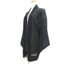 Load image into Gallery viewer, Haori Jacket Vintage(1950-1980) Black Sheer Floral pattern Silk #10968F3

