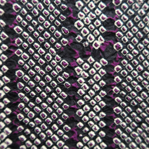 Haori Jacket Vintage(1950-1980) Black Purple Shibori Bamboo Silk #9900B3