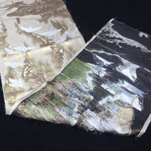 Load image into Gallery viewer, BB10019AB Silk Obi Fabric Crane Birds Gold 58.7x11.0in(149x28cm)
