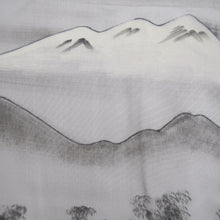 Load image into Gallery viewer, Men&#39;s Haori Vintage(1950-1980) Black Habutae Mountain Landscape Silk #9983C2
