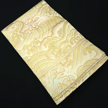 Load image into Gallery viewer, Maru Obi Vintage(1920-1950) White Gold Beige Curling Wave Silk BB287V6
