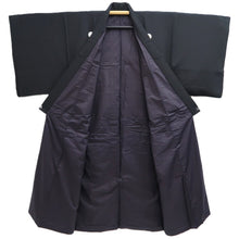 Load image into Gallery viewer, Men&#39;s Kimono Vintage(1950-1980) Black Montsuki Silk #10468A5
