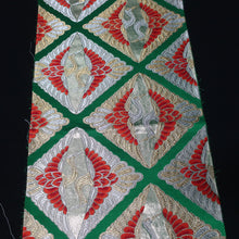 Load image into Gallery viewer, BB10070AE Silk Obi Fabric Crane Birds Green Gold 49.2x10.2in(125x26cm)
