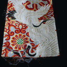 Load image into Gallery viewer, BB10110AG Silk Obi Fabric Vintage(Pre-1920) Crane Birds White 76.8x11.0in(195x28cm)
