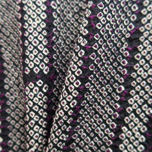 Haori Jacket Vintage(1950-1980) Black Purple Shibori Bamboo Silk #9900B3