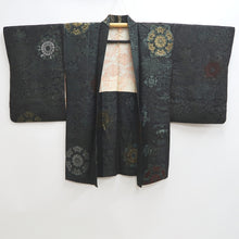 Load image into Gallery viewer, Haori Jacket Vintage(1950-1980) Black Gold Silver Flower Silk #10055C5
