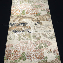 Load image into Gallery viewer, BB10040AC Silk Obi Fabric Vintage(1920-1950) Crane Birds Brown 72.8x11.4in(185x29cm)

