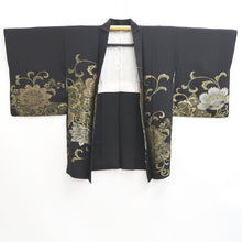 Load image into Gallery viewer, Haori Jacket Vintage(1950-1980) Black Gold Floral pattern Silk #10987F4
